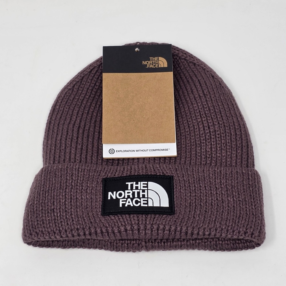 The North Face Logo Box Cuffed Beanie Tawny Quartz Unisex One Size Knit Hat Cap